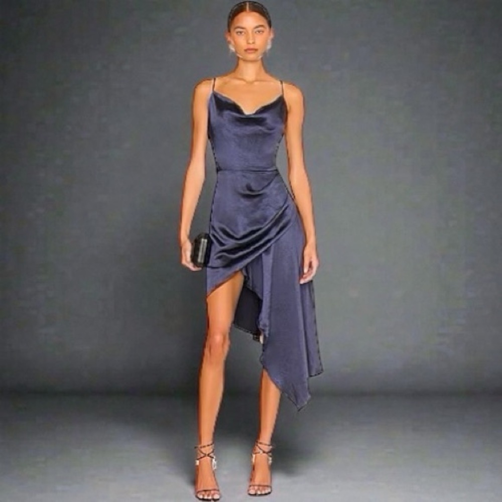 FREE PEOPLE  Asymmetric Draped Silk Dress - Brand New- Size Large
